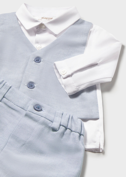Mayoral - Pant Shirt & Vest Set 1269 - Blue