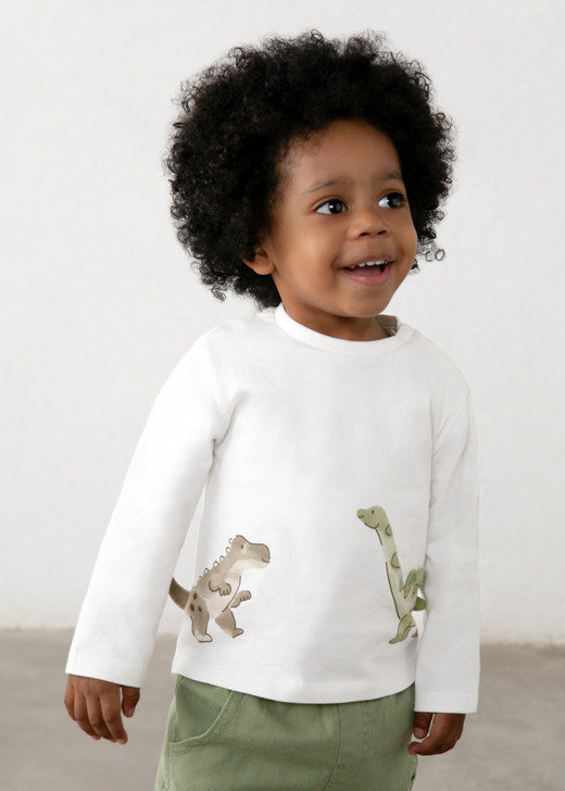 Mayoral Boy Long Sleeve T-shirt Play Print - Ivory (2004-065)