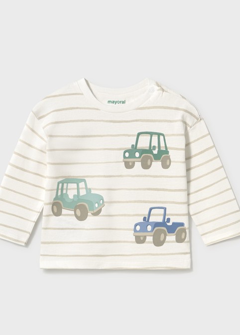 Mayoral Boy Long Sleeve T-shirt Stripes and Print - Col. Mole (2011-046)