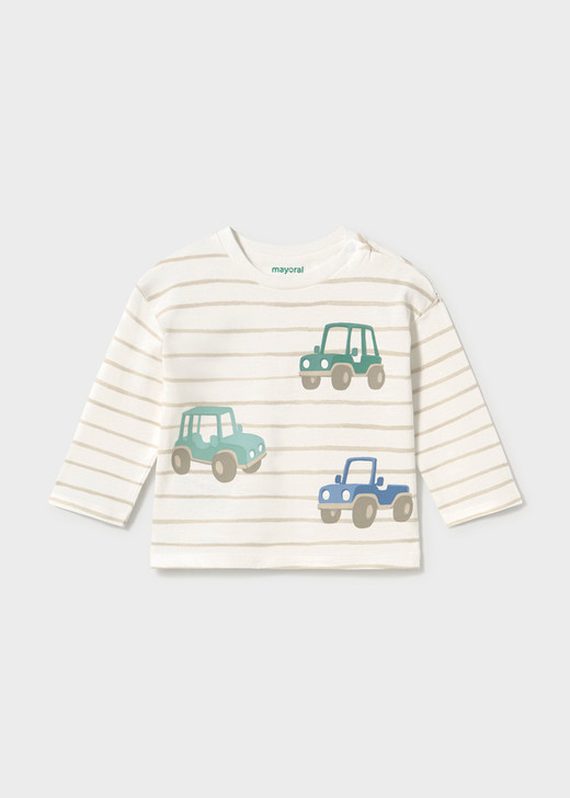 Mayoral Boy Long Sleeve T-shirt Stripes and Print - Col. Mole (2011-046)
