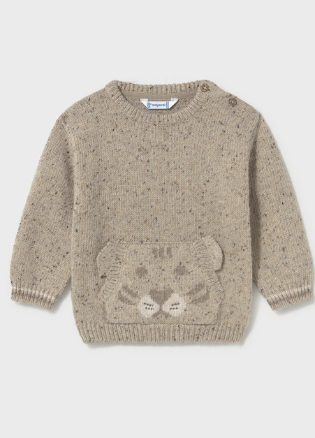 Mayoral Boy Face Motif Sweater - tweed (2374-055)