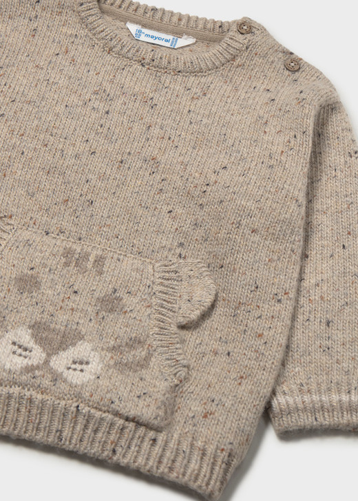 Mayoral Boy Face Motif Sweater - tweed (2374-055)