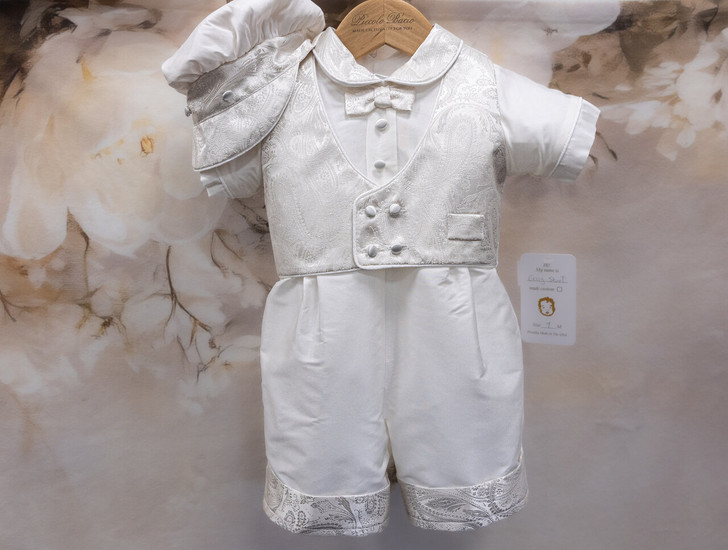 Piccolo Bacio - Boys Couture Christening Suit - Gerry in White Silk