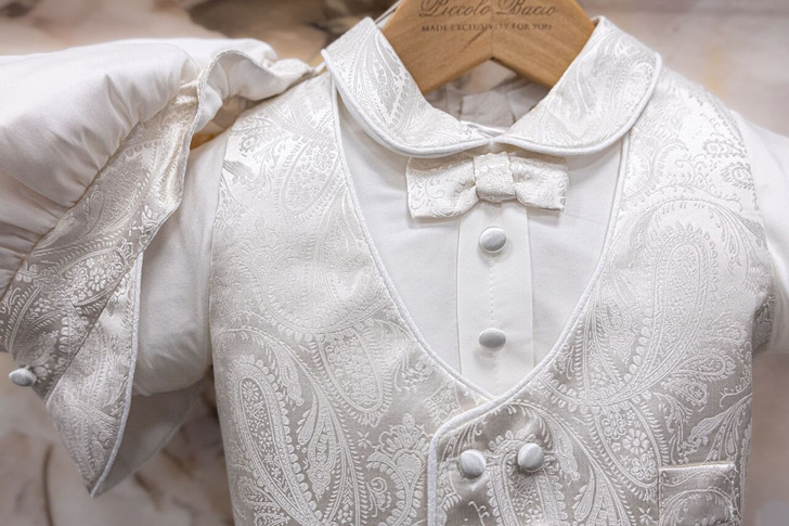 Piccolo Bacio - Boys Couture Christening Suit - Gerry in White Silk