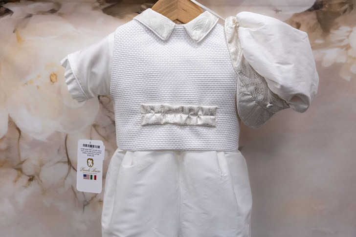 Piccolo Bacio - Boys Couture Christening Suit - Gerry in White Silk