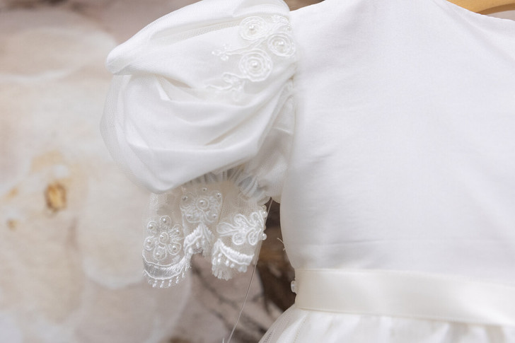 Piccolo Bacio - Couture Christening Gown - Daniella - White Silk