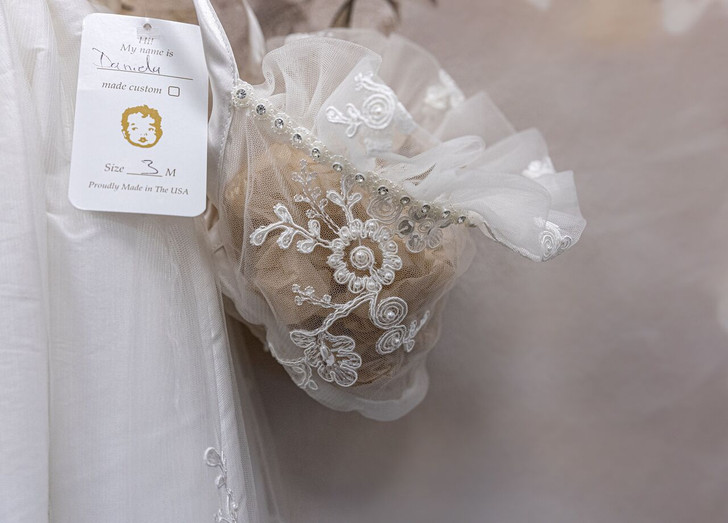 Piccolo Bacio - Couture Christening Gown - Daniella - White Silk