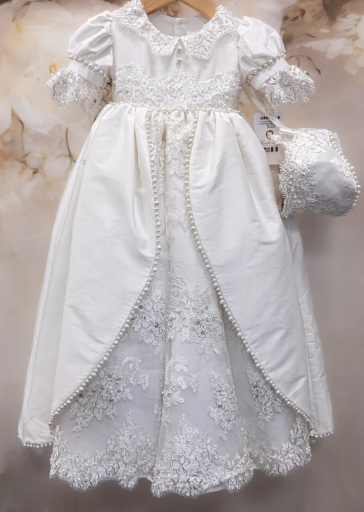 Piccolo Bacio - Couture Christening Gown - Madeline - Silk