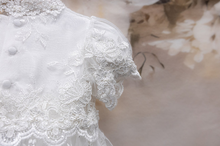 Piccolo Bacio - Couture Christening Gown - Nancy - Shantung White