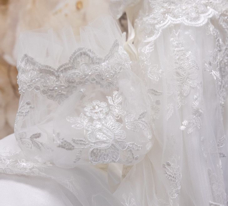 Piccolo Bacio - Couture Christening Gown - Nancy - Shantung White