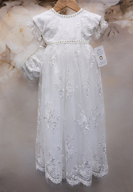 Piccolo Bacio - Couture Christening Gown - Vanina - White Silk