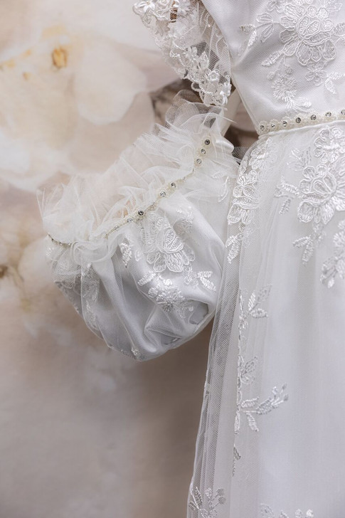 Piccolo Bacio - Couture Christening Gown - Vanina - White Silk