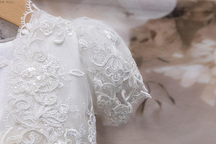Piccolo Bacio - Couture Christening Gown - Veronique - Shantung Ivory