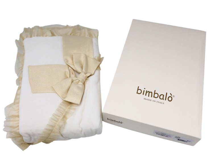 Bimbalo - Italian Import Velour Blanket with Ruffle - Gold 8150