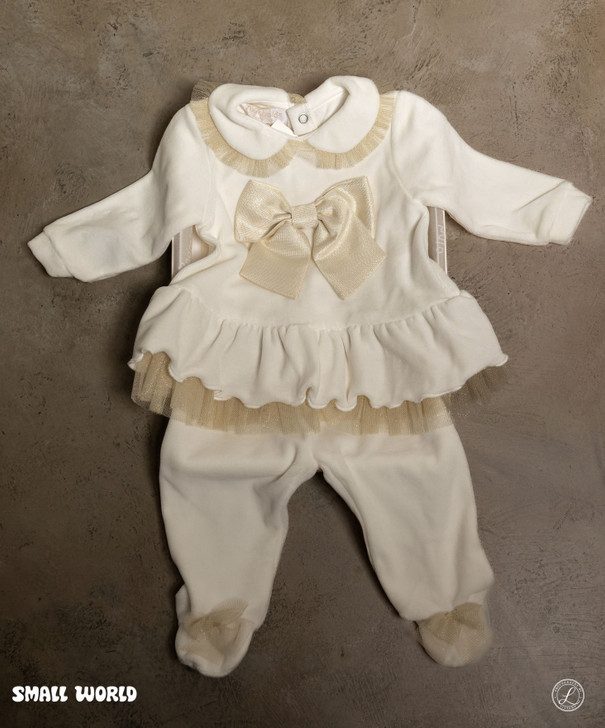 Bimbalo - Italian Import 2pc Velour Pant Set with Gold Bow 8153