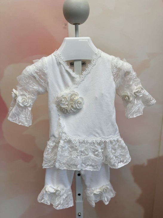Bebe Gabrielle - 2pc Set Off-White Sheer Lace Long Sleeve SW-3867-1