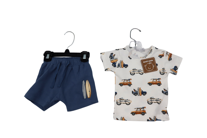Little Mish - 2pc Set Surf Tee & Shorts White 3784