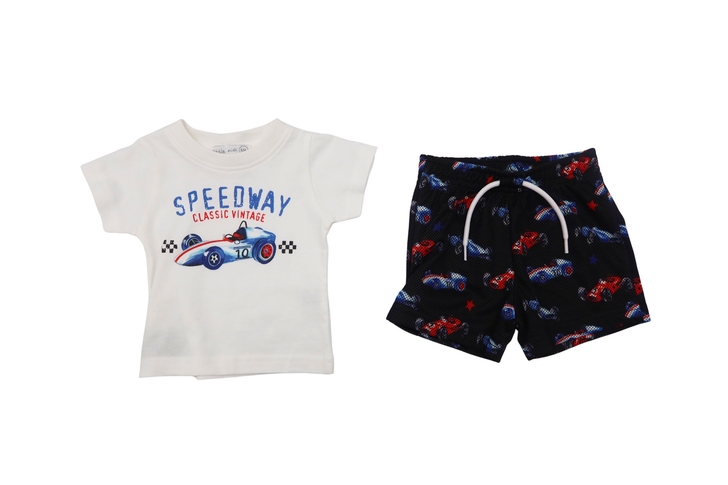 Little Mish - Mesh Tee & Shorts 3801 - White
