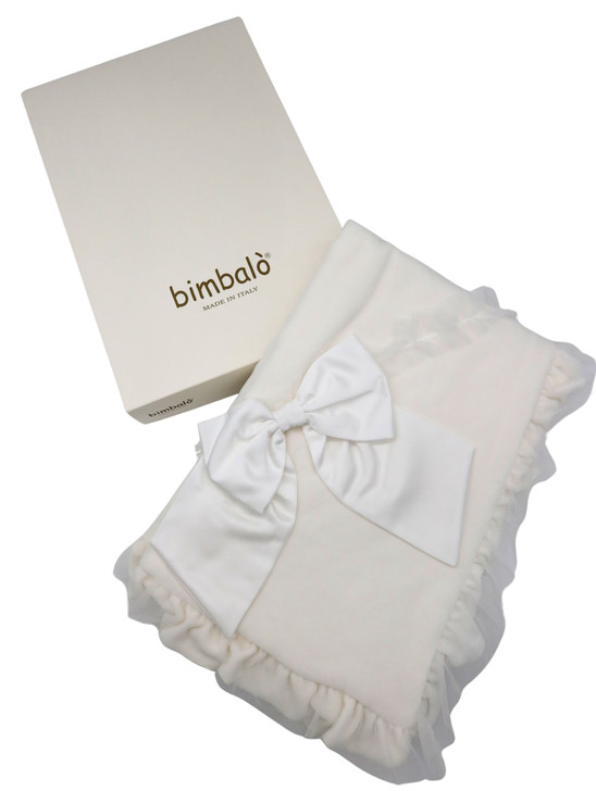 Bimbalo - Italian Import Velour Blanket with Ruffle - Cream 8150