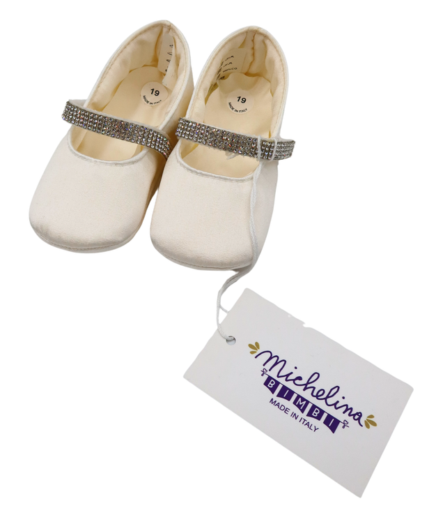 small world kids- Italian made wht/rhinestone shoe girls