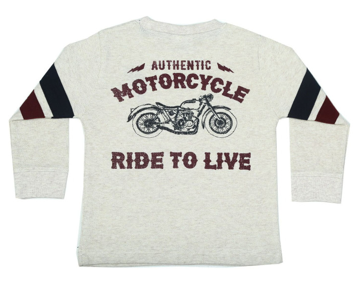 Mish E26507-OATMEAL Moto Taping Thermal Long Sleeve Shirt