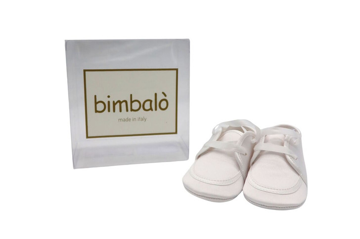 Bimbalo - Imported Italian Handmade Flatlace Christening Shoes - White