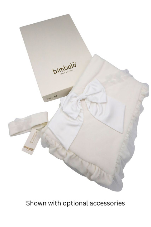 Bimbalo - Italian Import Cream Velour Headband with White Bow 8155