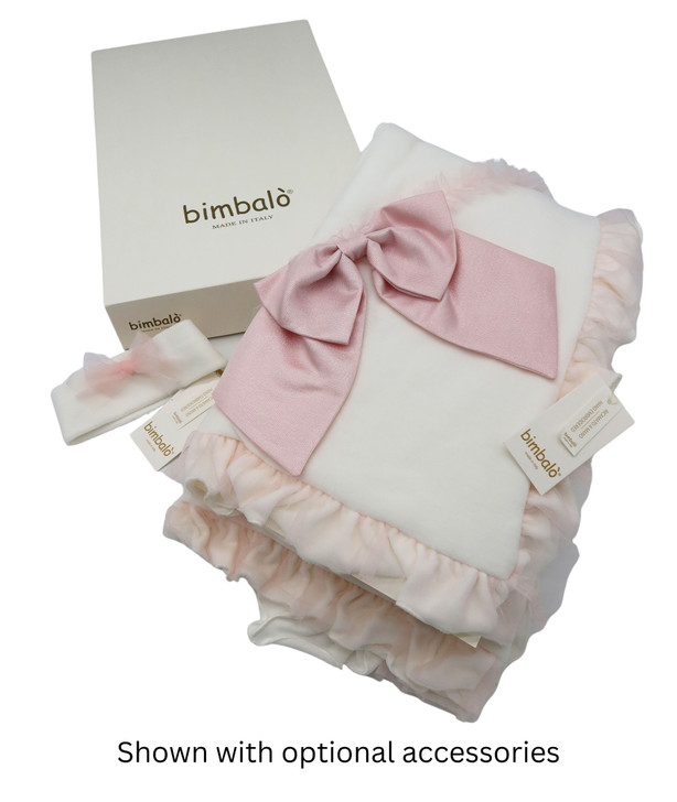 Bimbalo - Italian Import Velour Blanket with Ruffle - Pink 8150