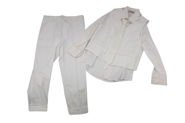 Mamemi - Imported Italian 5pc Suit - All Pin dot White