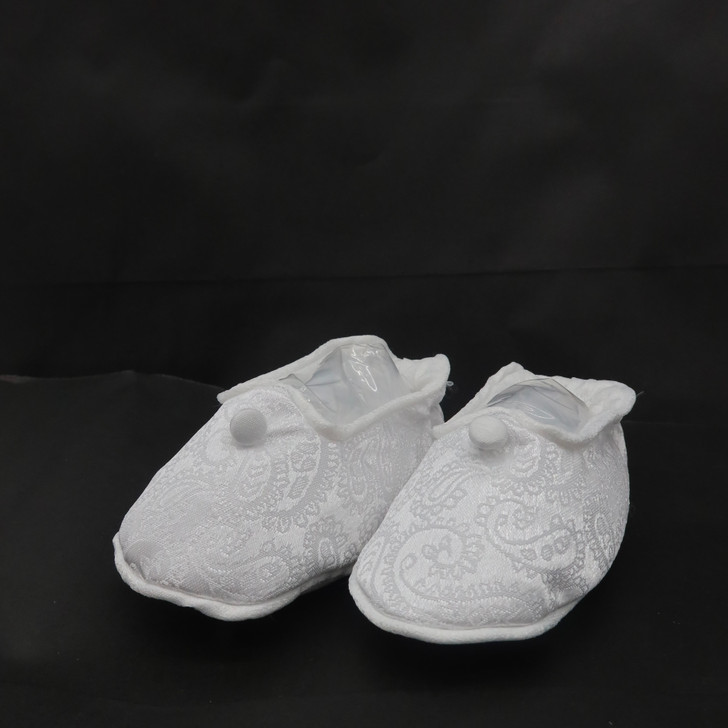 Piccolo Bacio - Handmade matching Shoes - White Paisley - Shantung Style BS-6