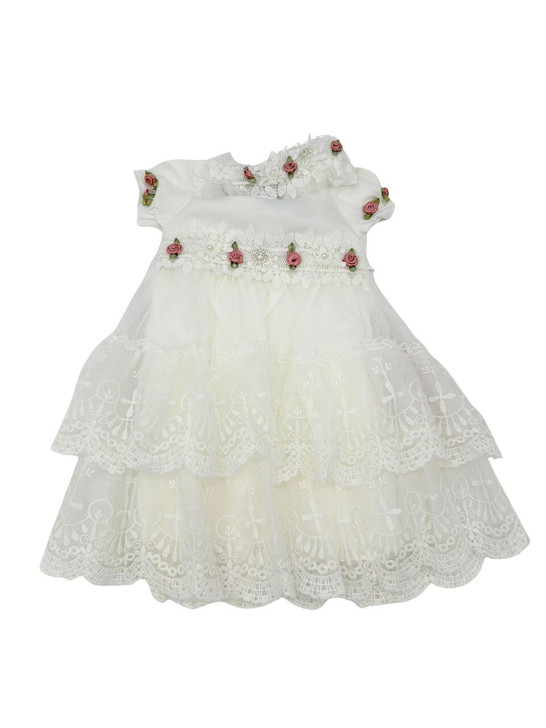 Bebe Gabrielle - Lace Dress - with Pink Rosebuds SW-3667-4