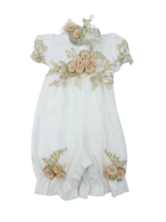 Bebe Gabrielle - Romper with 3D Gold Flowers 3522