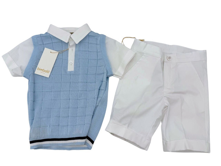 Bimbalo - Italian Imported 2pc Polo Set 8118s/8118t Blue/White