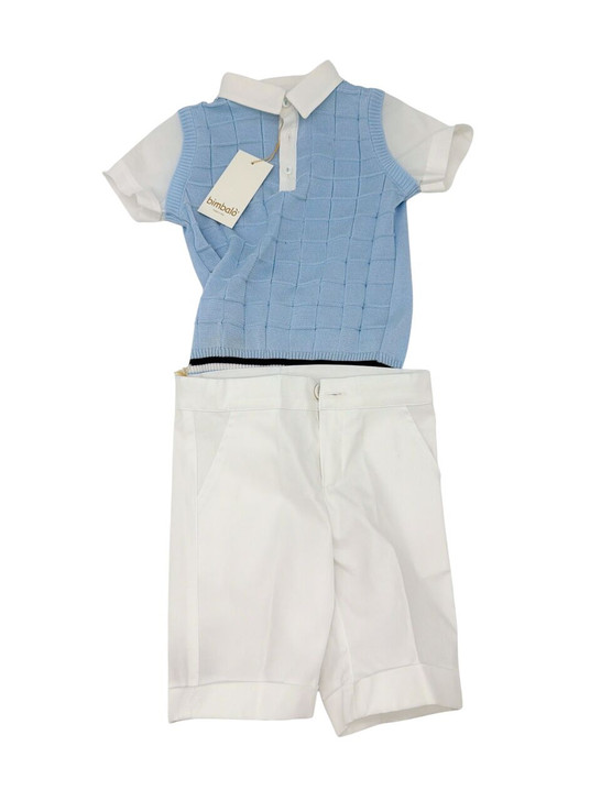 Bimbalo - Italian Imported 2pc Polo Set 8118s/8118t Blue/White