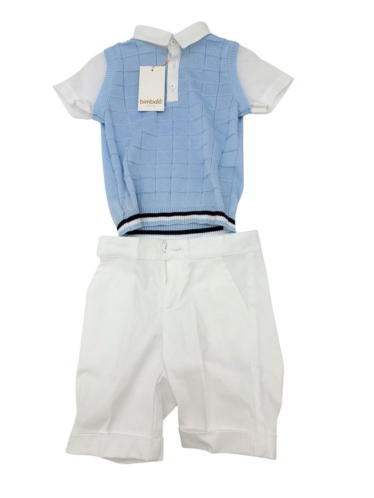 Bimbalo - Italian Imported 2pc Polo Set 8118s/8118t Blue/White