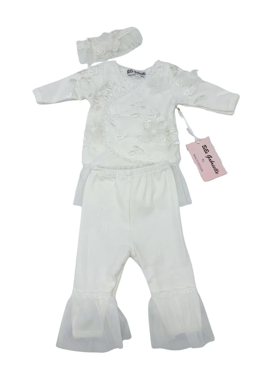 Bebe Gabrielle - 3834-1 Ivory Embroidered 3D Flowers - 2pc Set
