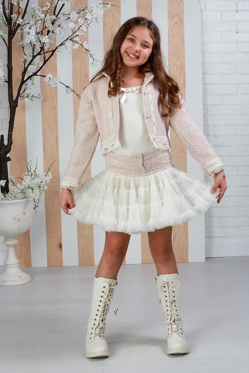 Ooh! La La! Couture - Tweed Skirt Set Pink Tweed - SW-113SKT3