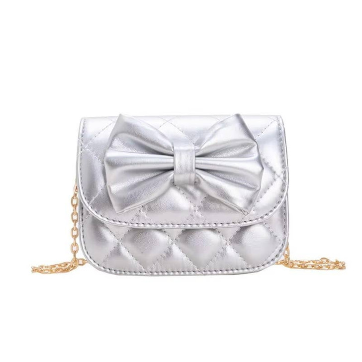 Sparkle - Metallic Bow Purse - Silver