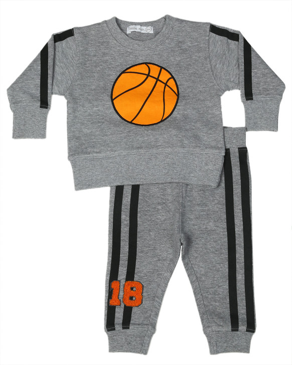 Little Mish Athletic Basketball 2 Piece Set - Heather SW-3808