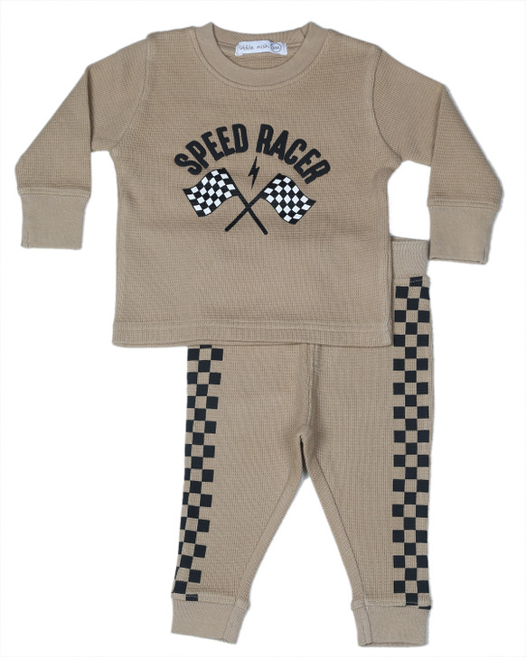 Little Mish Speed Racer 2 Piece Thermal Toddler Set - Stone SW-3806