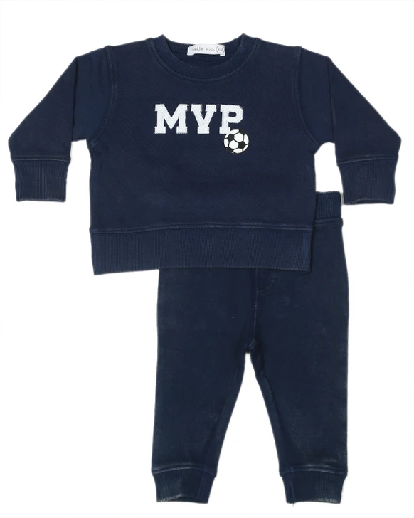 Little Mish Sporty Words MVP 2 Piece Toddler Set - Navy SW-3807