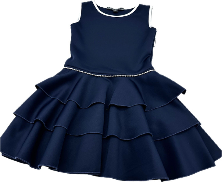 Dolls and Divas - Navy Scuba Sleeveless Tucker 1 Dress with 3 Tier Skirt