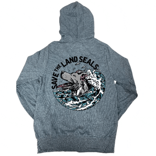 Urban Suburban Apparel SAVE THE LAND SEALS Blue Zip-Up XL 14.99