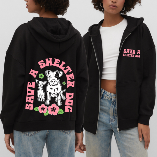 SAVE A SHELTER DOG Fleece Zip-Up Hoodie