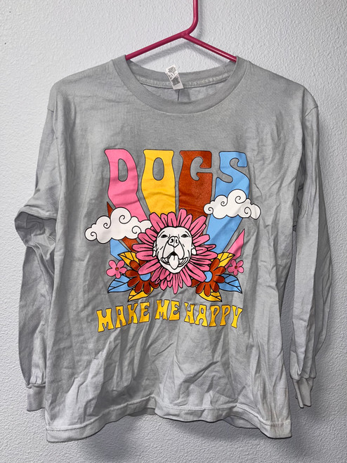 DOGS MAKE ME HAPPY Dyed Long-Sleeve Youth Large