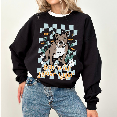 Urban Suburban Apparel STAY WILD FLOWER CHILD Black Sweater 35