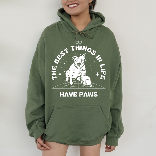 THE BEST THINGS IN LIFE HAVE PAWS Army Hoodie