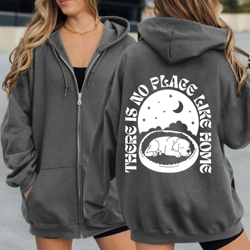 THERE IS NO PLACE LIKE HOME Charcoal Zip Hoodie