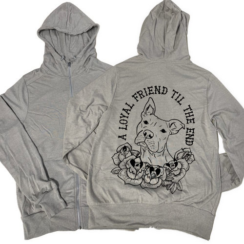 Urban Suburban Apparel A LOYAL FRIEND TIL THE END Sand Zip-Up Hoodie 20