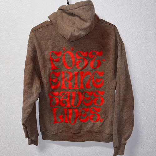 FOSTERING SAVES LIVES Bleached Hoodie Small